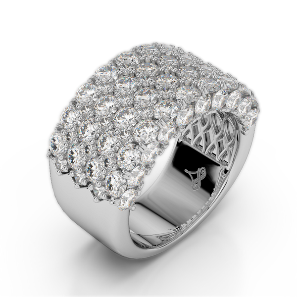 18K White Gold Diamond Thick Seamless Band