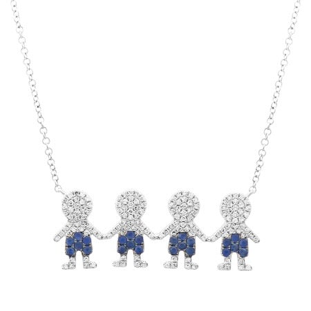 14k Diamond & Sapphire four boy necklace-Necklaces-Superb-