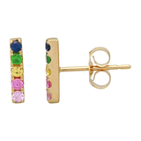 14K Rose Gold Rainbow Bar Earrings