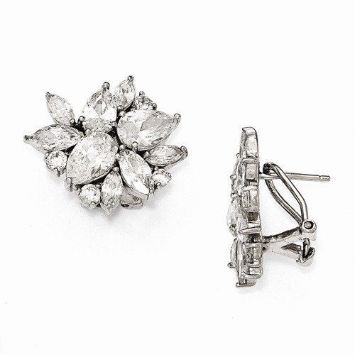 Sterling Silver Cubic Zirconia (CZ) Omega Back Earrings-Maurice's Jewelers-