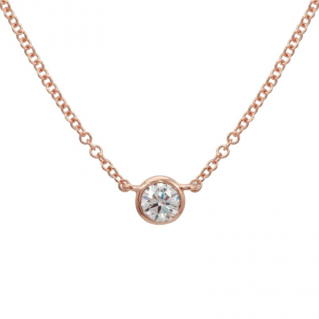 14k Rose Gold bezeled Diamond Necklace-Necklaces-Maurice's Jewelers-