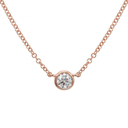 14k Rose Gold bezeled Diamond Necklace