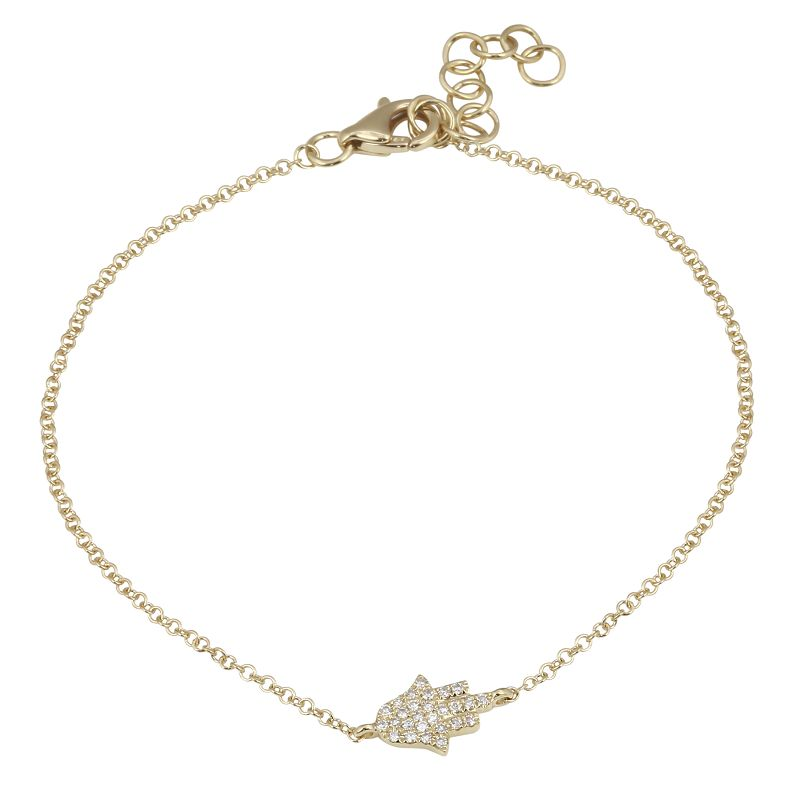 14K Yellow Gold Diamond Pave Hamsa Bracelet-Bracelets-superbell-