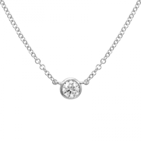 14k White Gold Bezeled Diamond Necklace-Necklaces-Maurice's Jewelers-