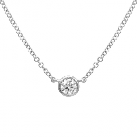 14k White Gold Bezeled Diamond Necklace