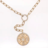 14K Yellow Gold Diamond Open Link Compass Necklace