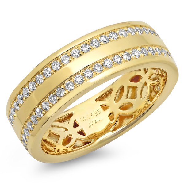 14K Yellow Gold Double Row Diamond Men's Band-Maurice's Jewelers-