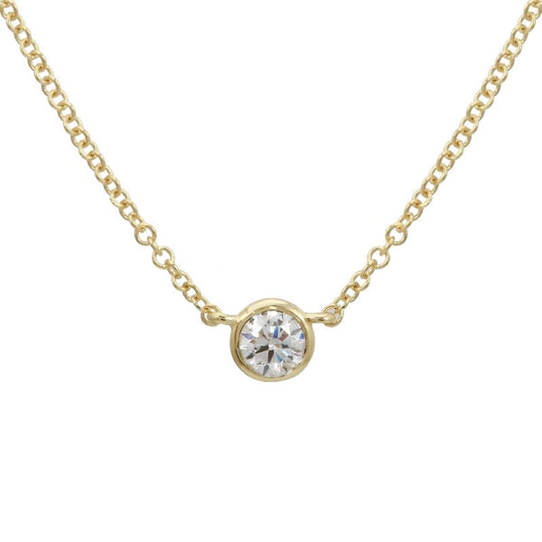 14k Yellow Gold bezeled Diamond Necklace