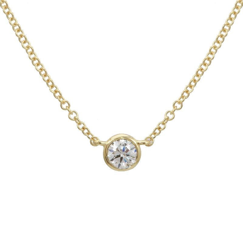 14k Yellow Gold bezeled Diamond Necklace-Necklaces-superbell-
