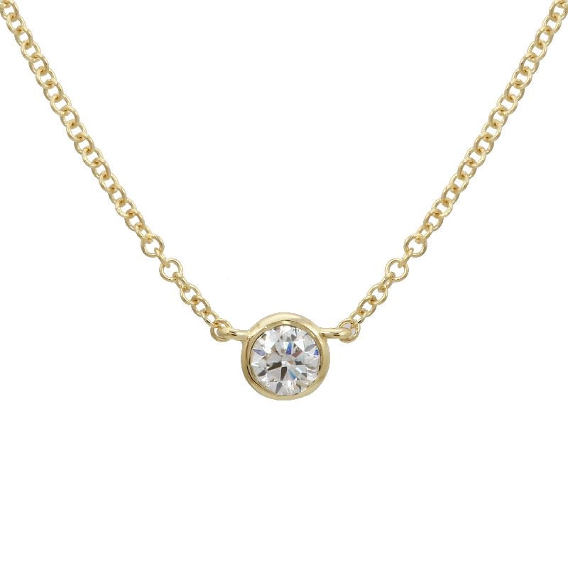 14k Yellow Gold bezeled Diamond Necklace