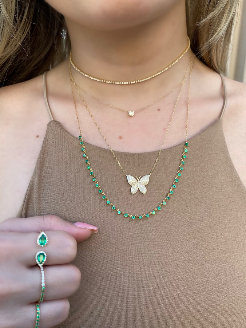 18K Yellow Gold Emerald Necklace-Necklaces-UNISON (CBG)-