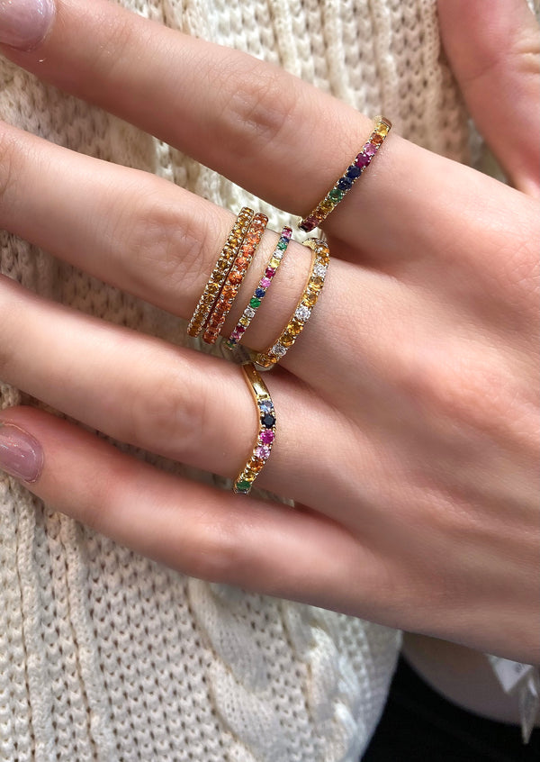 14K Yellow Gold Diamond + Citrine Band-Rings-Maurice's Jewelers-