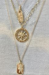 14K Yellow Initial Diamond Tag Necklace-Necklaces-Maurice's Jewelers-