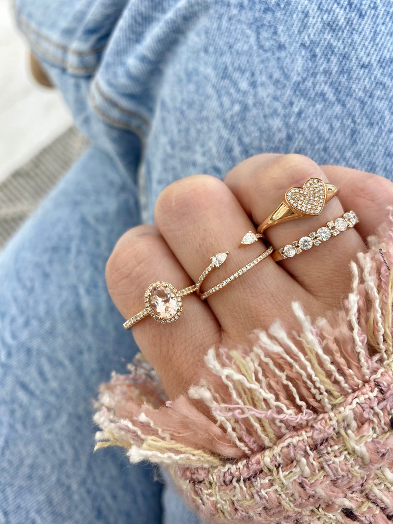 14K Rose Gold Diamond Pave Heart Ring-Rings-Maurice's Jewelers-