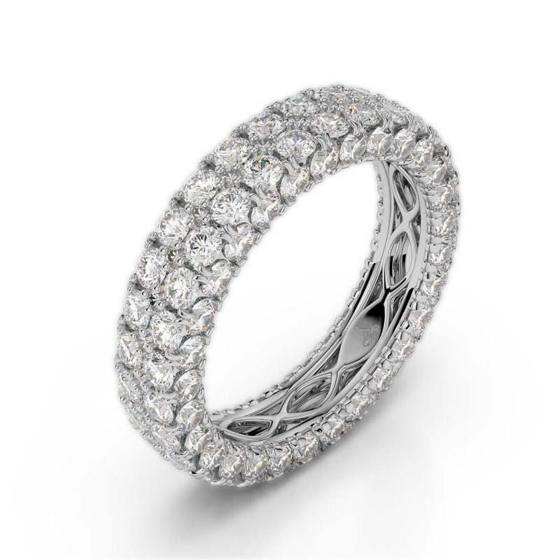 18K White Gold Diamond Double Row Seamless Collection Eternity Band-Rings-Maurice's Jewelers-