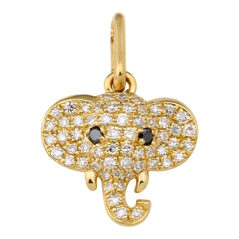 14K Yellow Gold Diamond Elephant Pendant-Charms & Pendants-Maurice's Jewelers-