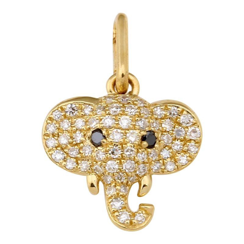 14K Yellow Gold Diamond Elephant Pendant