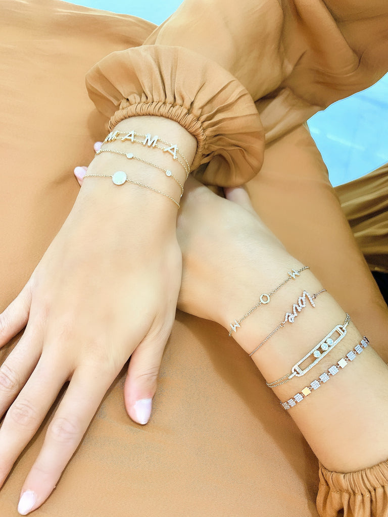 14K Rose Gold Diamond Script “Love” Bracelet-Bracelets-IJM-