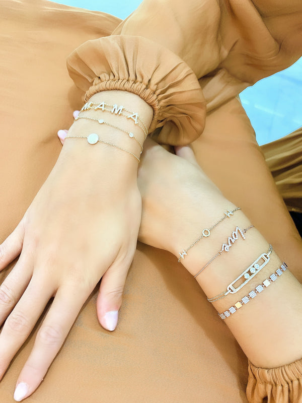 14K Rose Gold Diamond Script “Love” Bracelet-Bracelets-IJM-
