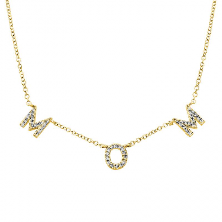 14K Rose Gold Diamond Mom Necklace-Necklaces-Maurice's Jewelers-YELLOW GOLD-
