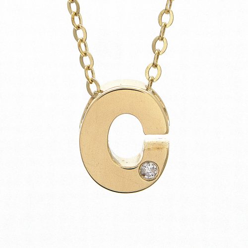 14K Yellow Gold Initial "C" With Diamond Necklace