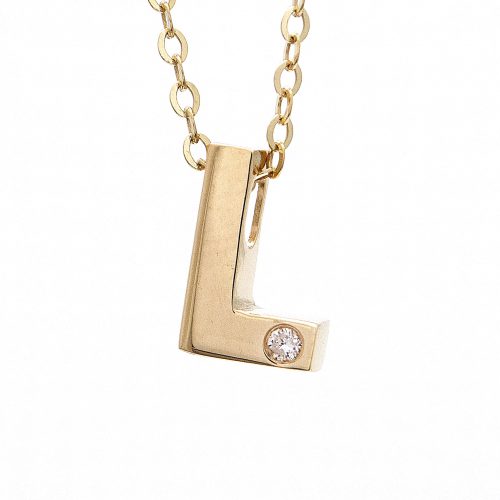 14K Yellow Gold Initial "L" With Diamond Necklace