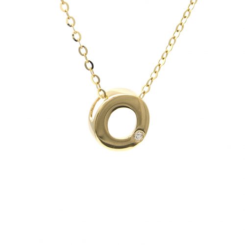 14K Yellow Gold Initial "O" With Diamond Necklace
