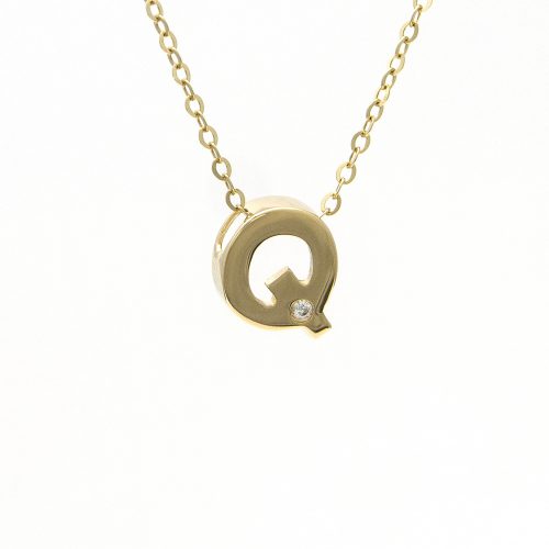 14K Yellow Gold Initial "Q" With Diamond Necklace