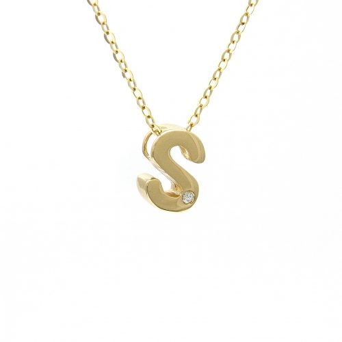 14K Yellow Gold Initial "S" With Diamond Necklace