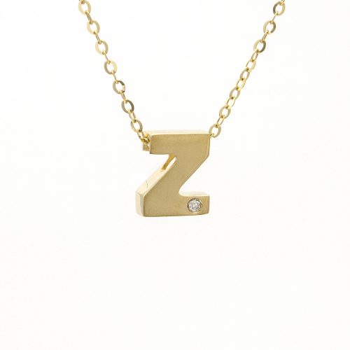 14K Yellow Gold Initial "Z" With Diamond Necklace