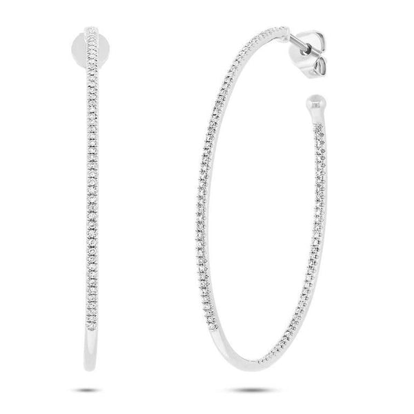 14K White Gold Inside & Outside Diamond Large Oval Hoops-Earrings-Maurice's Jewelers-White Gold-