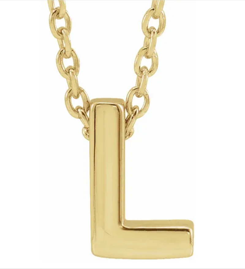 14K Yellow Plain Uppercase Initial Necklace-Necklaces-Maurice's Jewelers-