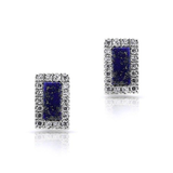 Lapis Rectangle Stud Earrings-earrings-majolie-White Gold-