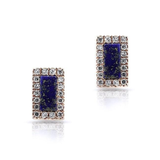 Lapis Rectangle Stud Earrings-earrings-majolie-Rose Gold-