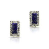 Lapis Rectangle Stud Earrings-earrings-majolie-Yellow Gold-