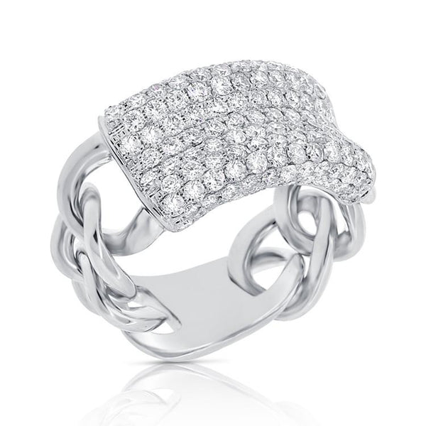 Large Diamond Pave Link Ring