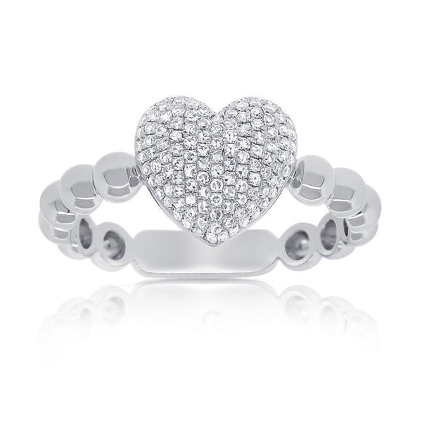 Large Pave Diamond Heart Beaded Ring-Rings-aaron jewelry-4-
