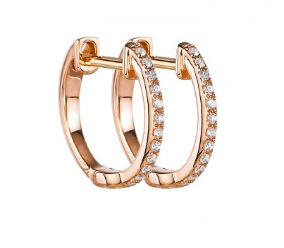 14K Rose Gold Micro Diamond Huggie Earrings-EARRINGS-Maurice's Jewelers-Rose Gold-
