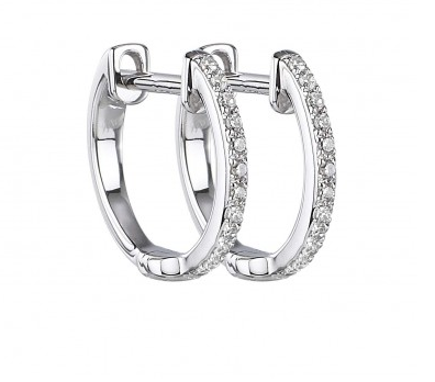 14K Rose Gold Micro Diamond Huggie Earrings-EARRINGS-Maurice's Jewelers-White Gold-