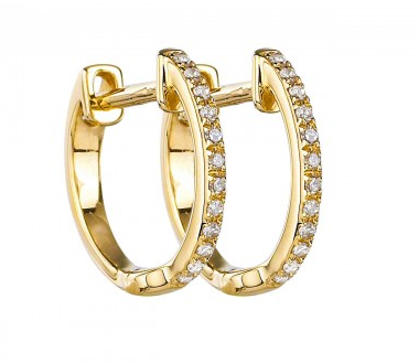 14K White Gold Micro Diamond Huggie Earrings