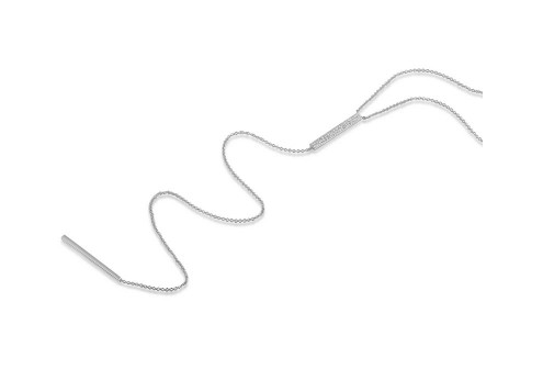 14K White Gold Pave Diamond Bar Lariat Necklace-Necklaces-majolie-