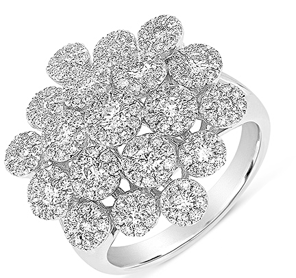 14K White Gold Diamond Cluster Flower Ring