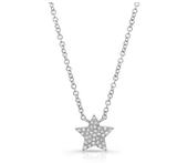 White Gold 14K Pave Diamond Star Necklace-Necklaces-majolie-White Gold-