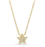 White Gold 14K Pave Diamond Star Necklace-Necklaces-majolie-Yellow Gold-