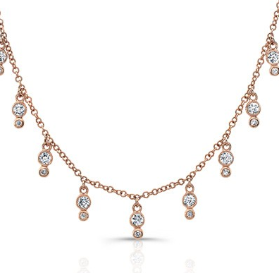 14K White Gold Diamond Bezel Fringe Necklace-Necklaces-majolie-Rose Gold-