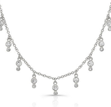 14K White Gold Diamond Bezel Fringe Necklace-Necklaces-majolie-White Gold-
