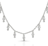 14K White Gold Diamond Bezel Fringe Necklace