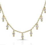 14K White Gold Diamond Bezel Fringe Necklace-Necklaces-majolie-Yellow Gold-