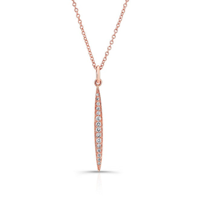 14K Rose Gold Diamond Stick Pendant-Necklaces-Maurice's Jewelers-