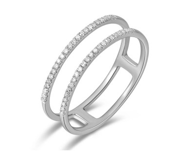 14K White Gold Double Open Row Diamond Band-Rings-majolie-White Gold-